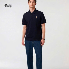 Áo Polo nam Hazzys cổ bẻ thêu gấu
