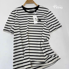 Tshirt Tory Burch kẻ ngang logo túi ngực