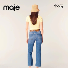 Áo Maje dệt kim vàng cổ vuông