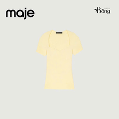 Áo Maje dệt kim vàng cổ vuông