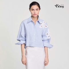 Áo sơ mi kẻ sọc phối hoa