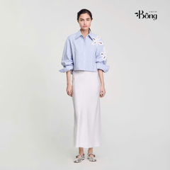 Áo sơ mi kẻ sọc phối hoa
