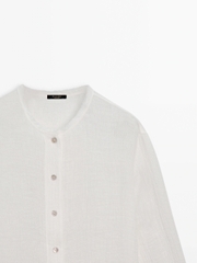 Sơ mi Massimo Dutti dáng dài cổ trụ khuy khảm trai