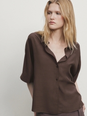 Sơ mi linen Massimo Dutti cổ trụ dài tay 3 màu