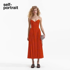 Váy maxi Self-Portrait đỏ 2 dây đan chéo lưng