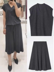 Áo gile COS cổ V dáng loose màu tàn