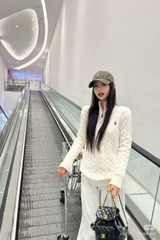 Áo len cotton dệt kim có khóa kéo