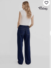 Quần denim suông Stradivarius màu chàm