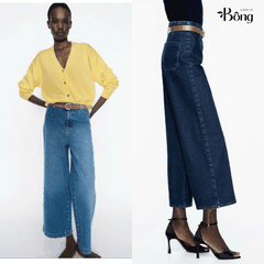 Quần Zara denim dáng suông kèm belt 2 màu