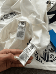 Tshirt ADIDAS trắng thêu ren chỉ đen
