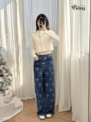 CDG Sandro dệt kim màu kem viền ngọc trai (2pcs)