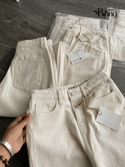 Quần denim COS suông màu kem