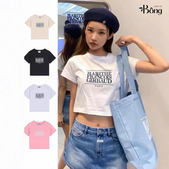 Tshirt croptop Marithe 5 màu in chữ ngực