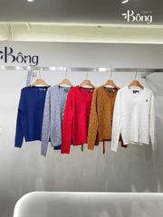 Áo len Polo Cổ V vặn thừng 5 màu
