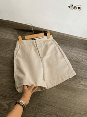 Quần short Massimo Dutti linen cạp cao 2 màu