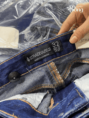 Quần denim suông Stradivarius màu chàm