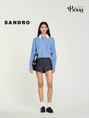 ÁO SƠ MI SANDRO DÁNG CROP KẺ SỌC