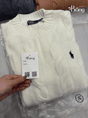 Áo len Polo cổ tròn vặn thừng to 3 màu