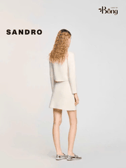 Áo len Sandro màu kem dáng ngắn