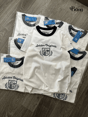 Tshirt ADIDAS trắng thêu ren chỉ đen