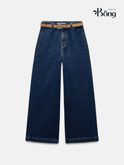 Quần Zara denim dáng suông kèm belt 2 màu