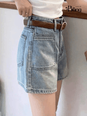 Short denim Massimo Dutti dáng lửng 2 túi trước
