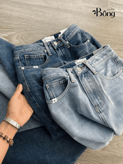 Quần denim CK dáng suông 2 màu