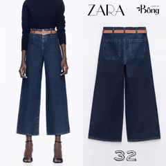 Quần Zara denim dáng suông kèm belt 2 màu