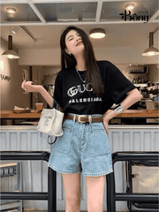 Short denim Massimo Dutti dáng lửng 2 túi trước