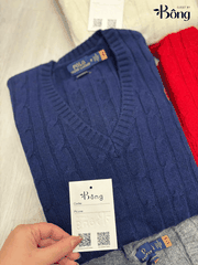 Áo len Polo Cổ V vặn thừng 5 màu