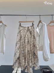 Chân váy midi lụa voan tơ Massimo Dutti