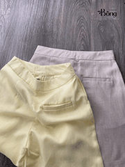 Quần short Massimo Dutti linen cạp cao 2 màu