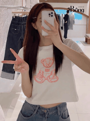 Tshirt croptop Marrithe 2 màu in gấu 2 màu