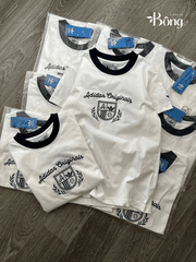 Tshirt ADIDAS trắng thêu ren chỉ đen