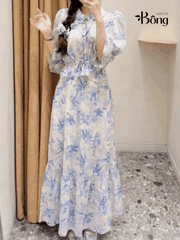 ÁO SƠ MI BUỘC DÂY HỌA TIẾT HOA