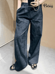 Quần denim màu chàm dáng suông