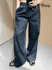 Quần denim màu chàm dáng suông