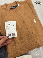 Áo len Polo cổ tròn vặn thừng to 3 màu