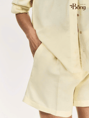 Quần short Massimo Dutti linen cạp cao 2 màu