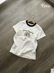 Tshirt ADIDAS trắng thêu ren chỉ đen