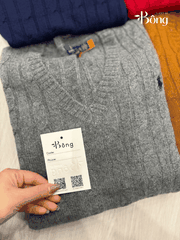 Áo len Polo Cổ V vặn thừng 5 màu