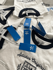 Tshirt ADIDAS trắng thêu ren chỉ đen