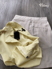 Quần short Massimo Dutti linen cạp cao 2 màu