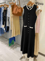 Áo len dệt Sandro đen viền hoa (2pcs tách set)