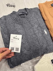 Áo len Polo cổ tròn vặn thừng to 3 màu