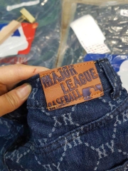 Chân váy denim MLB dáng midi màu nhạt
