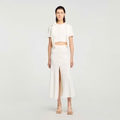 Set Áo cardigan đan/Chân váy midi có đường xẻ