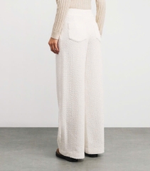 Quần ống rộng thắt lưng bằng vải tweed