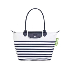 Túi Longchamp La Pliage kẻ xanh trắng
