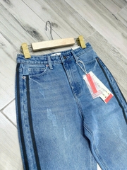 Quần jean dáng baggy Rauph Lauren xanh viền sọc đen